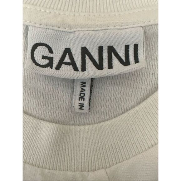 GANNI White Ruched T-Shirt Sz: XXS - Picture 5 of 7